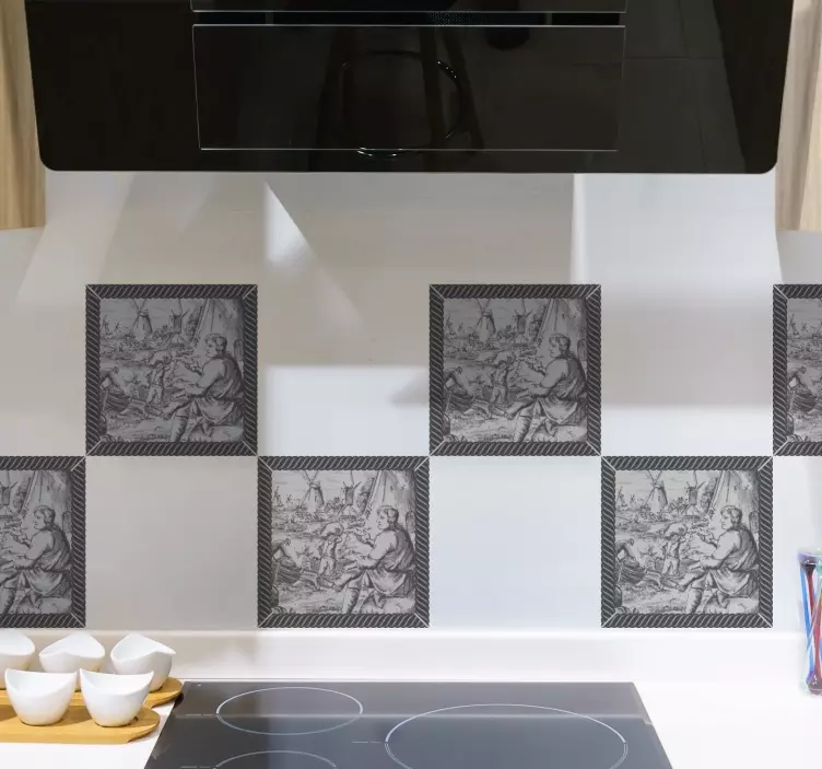 αυτοκόλλητο εργαζομένων από μύλους πλακιδίων - TenStickers