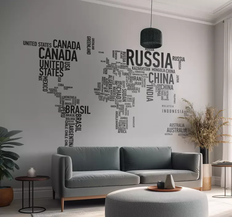 αυτοκόλλητο κειμένου παγκόσμιου χάρτη - TenStickers