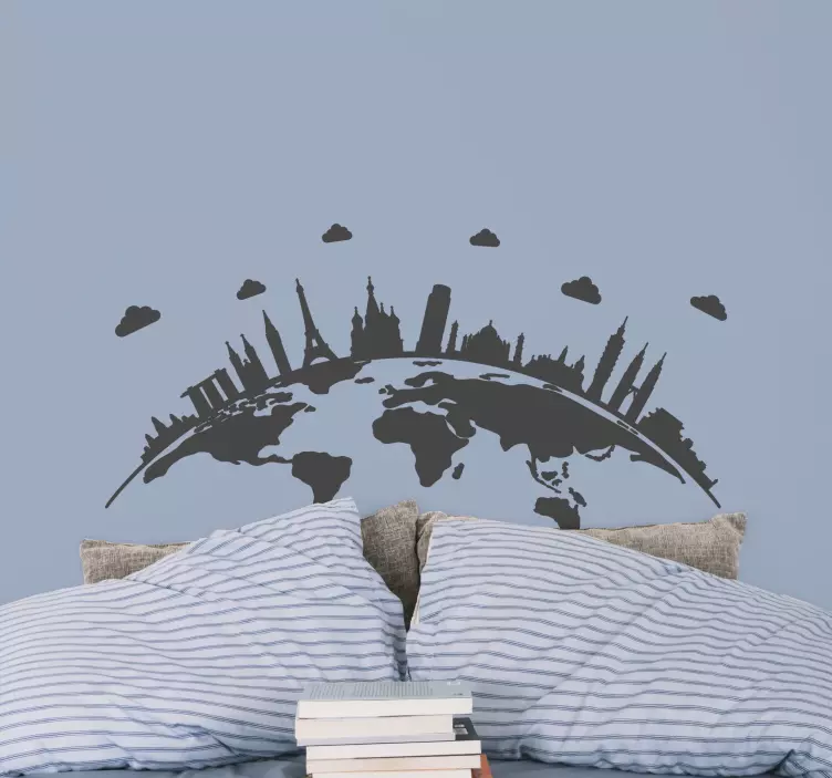 παγκόσμιος χάρτης με ιστορικό μνημείο - TenStickers