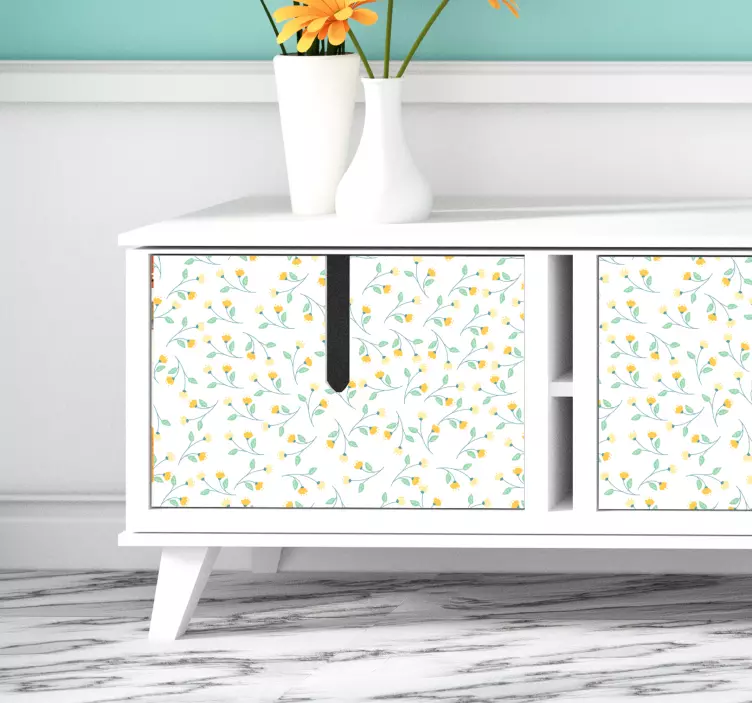 κίτρινα λουλούδια διακόσμηση τοίχου σαλόνι - TenStickers