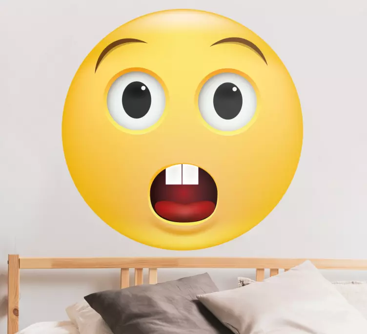 αυτοκόλλητο τοίχου με κίτρινο μπερδεμένο emoji - TenStickers