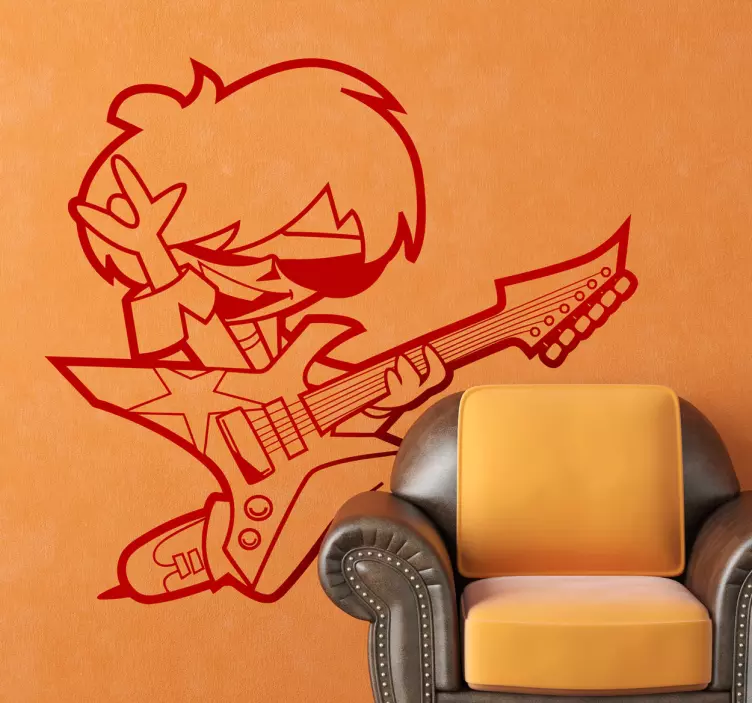 αυτοκόλλητο νεαρός ροκ κιθαρίστας - TenStickers