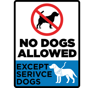 Αυτοκόλλητο για βιτρίνες no dogs allowed except service dogs - TenStickers