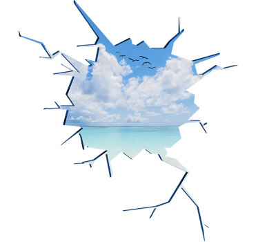 αυτοκόλλητο τοίχου trompe l'oeil sea and beach visual effects - TenStickers