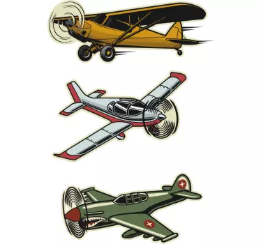 Vintage αεροσκάφη σετ αντικειμένου τοίχου decal - TenStickers