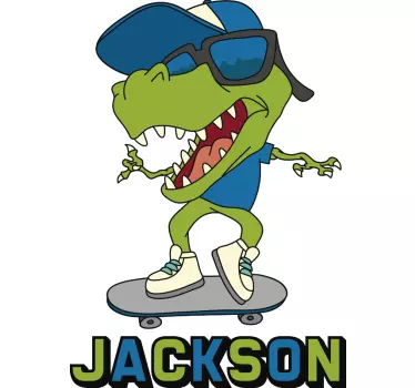 Dino skate με ονομασία διακόσμηση τοίχου - TenStickers