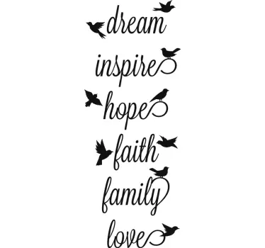 εμπνευσμένες λέξεις με πουλί wall decal - TenStickers