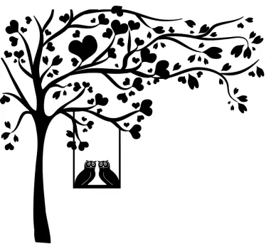 δέντρο με καρδιές δέντρο τοίχο decal - TenStickers