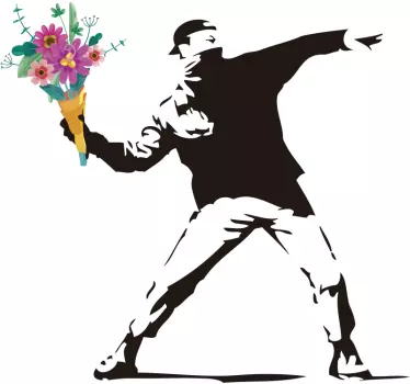 Banksy revolution λουλούδια βινυλίου wall art decal - TenStickers