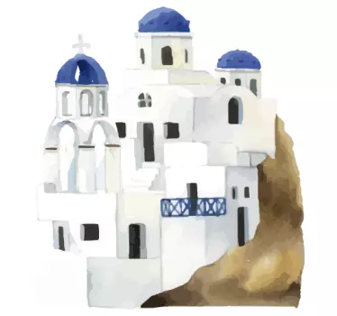 αυτοκόλλητο τοίχου παραδοσιακών ελληνικών σπιτιών - TenStickers
