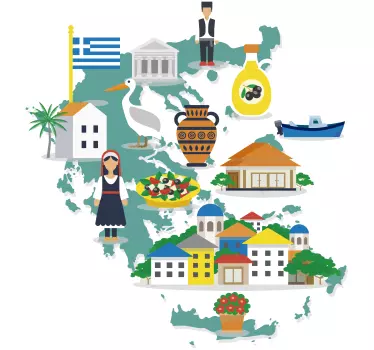 αυτοκόλλητο χάρτη της Ελλάδας και των νησιών - TenStickers