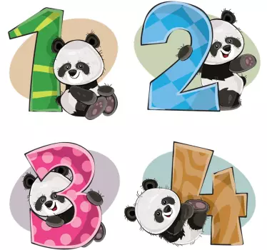 Αυτοκόλλητο με 4 εκπαιδευτικά panda - TenStickers