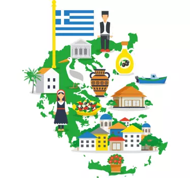 αυτοκόλλητο σύμβολα της Ελλάδας χάρτη της πόλης - TenStickers