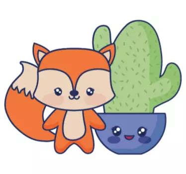Dime wall cactus και αλεπού κινουμένων σχεδίων - TenStickers