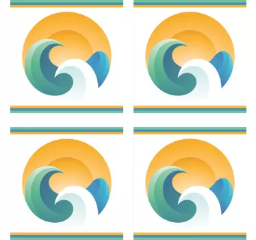 Decal μεταφοράς πλακιδίων ήλιου και κυμάτων - TenStickers