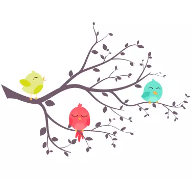 αυτοκόλλητο χαρούμενα πουλιά στο δέντρο - TenStickers