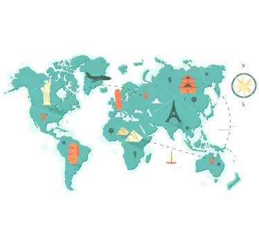 αυτοκόλλητο τοίχου cliché world map - TenStickers