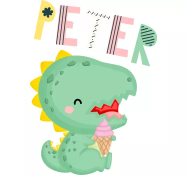 Baby dino με όνομα decal wall dragon - TenStickers