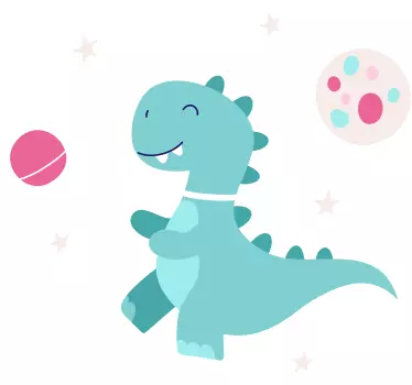 αυτοκόλλητο τοίχου space dinosaur και το φεγγάρι δράκος - TenStickers