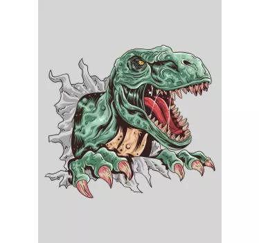 T-rex λεπτομέρεια που σπάζει το αυτοκόλλητο του παραθύρου - TenStickers