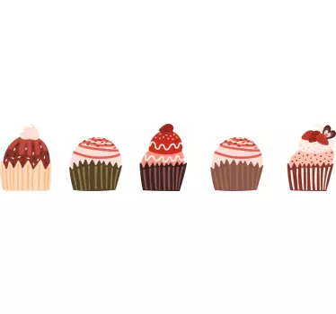 Decal περίγραμμα cupcakes - TenStickers