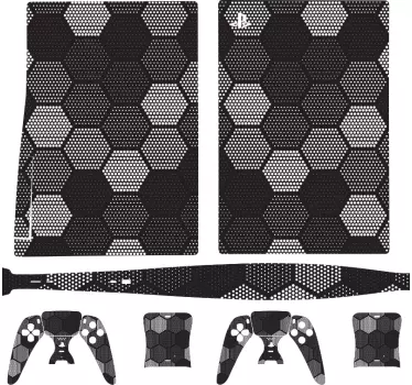 μαύρο pixel εξάγωνα ps5 decal - TenStickers