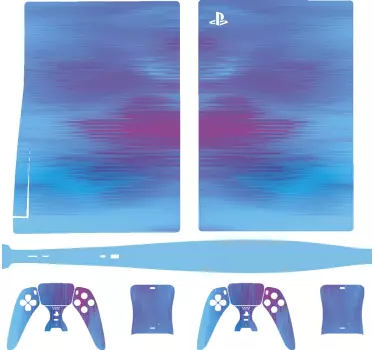 μπλε με ρίγες αφηρημένο playstation 5 decal - TenStickers
