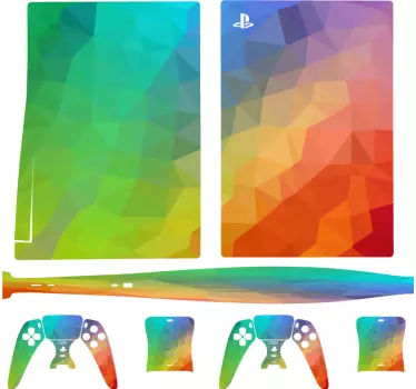 αυτοκόλλητο πολυγωνικό ουράνιο τόξο playstation 5 - TenStickers