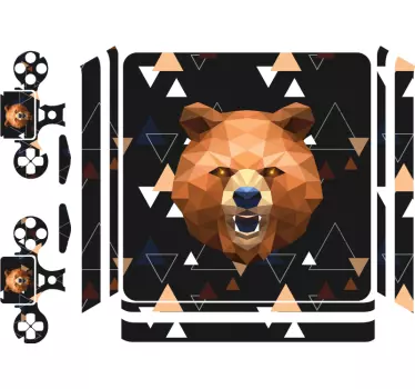 Ps4 γεωμετρική αρκούδα playstation 4 αυτοκόλλητα - TenStickers
