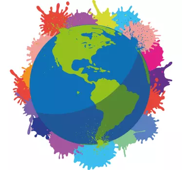 αυτοκόλλητο τοίχου χάρτη worldmap splash χρώματα - TenStickers