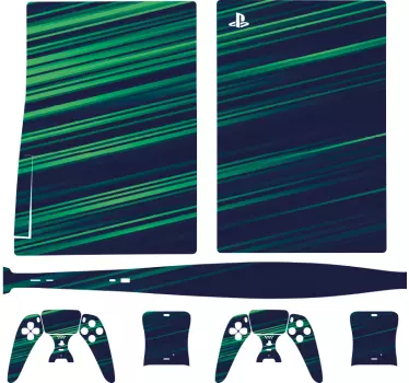 μπλε και πράσινες γραμμές playstation 5 decal - TenStickers