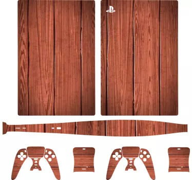 αυτοκόλλητα ps5 από ξύλο κερασιάς playstation 5 - TenStickers