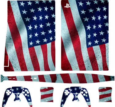 αναστατωμένος αμερικανική σημαία playstation 5 decal - TenStickers