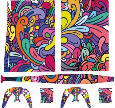 καλλιτεχνική πολύχρωμη σχεδίαση playstation 5 decal - TenStickers