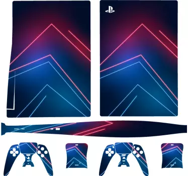 Αυτοκόλλητο με μπλε φως νέον με γραμμές playstation 5 - TenStickers
