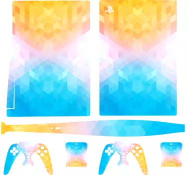 μπλε και κίτρινα τετράγωνα playstation 5 decal - TenStickers