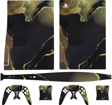 Αυτοκόλλητο με σκούρο και χρυσό στυλ playstation 5 - TenStickers