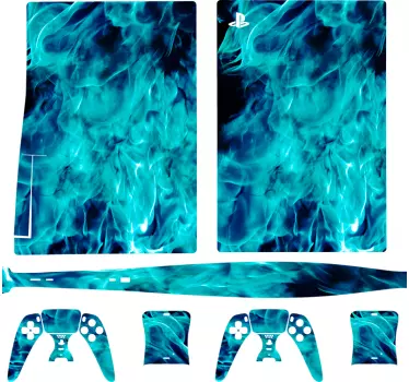 αυτοκόλλητο μπλε φωτιά playstation 5 - TenStickers