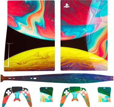 αφηρημένα πολύχρωμα αυτοκόλλητα playstation 5 - TenStickers