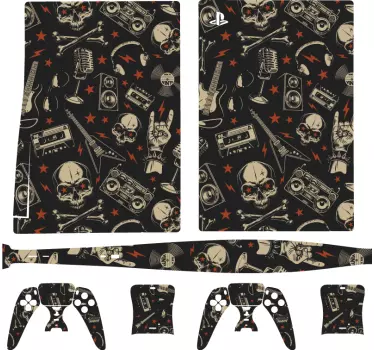 Rock και roll μουσική μοτίβο playstation 5 decal - TenStickers