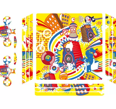 μουσική γκράφιτι playstation 4 αυτοκόλλητα - TenStickers
