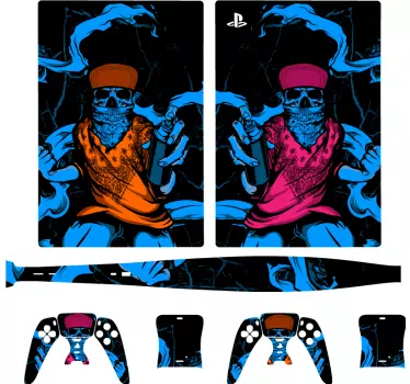 γκράφιτι σχεδιασμό κρανίου playstation 5 decal - TenStickers