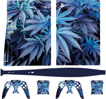 αυτοκόλλητο κάνναβης σε μπλε playstation 5 - TenStickers