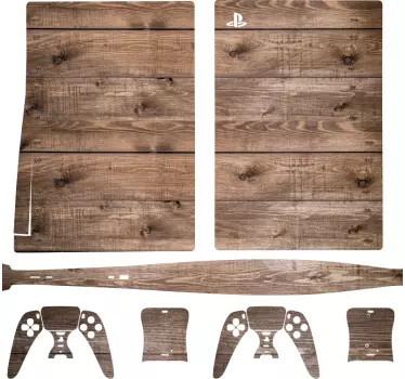 αυτοκόλλητο με ξύλινα πάνελ playstation 5 - TenStickers