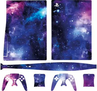 αυτοκόλλητο μπλε μωβ γαλαξίας playstation 5 - TenStickers