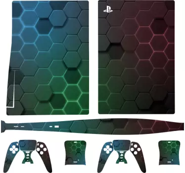 γκρι εξαγωνικό playstation 5 αυτοκόλλητα - TenStickers