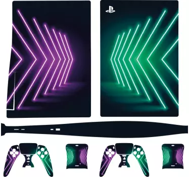 νέον φώτα βέλη playstation 5 αυτοκόλλητα - TenStickers