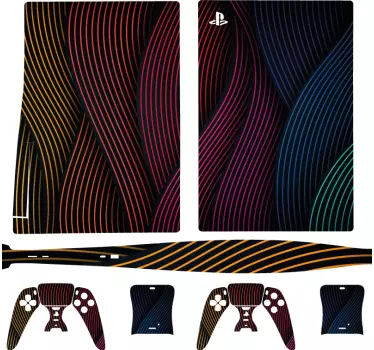 δυναμική κυματιστή γραμμή πολύχρωμο φόντο playstation 5 αυτοκόλλη - TenStickers