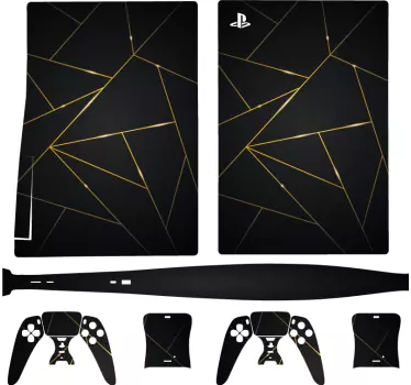 χρυσό πολυγωνικό φόντο playstation 5 decal - TenStickers