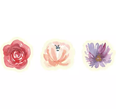 Αυτοκόλλητο περίγραμμα σχέδιο λουλουδιών σε ακουαρέλα - TenStickers